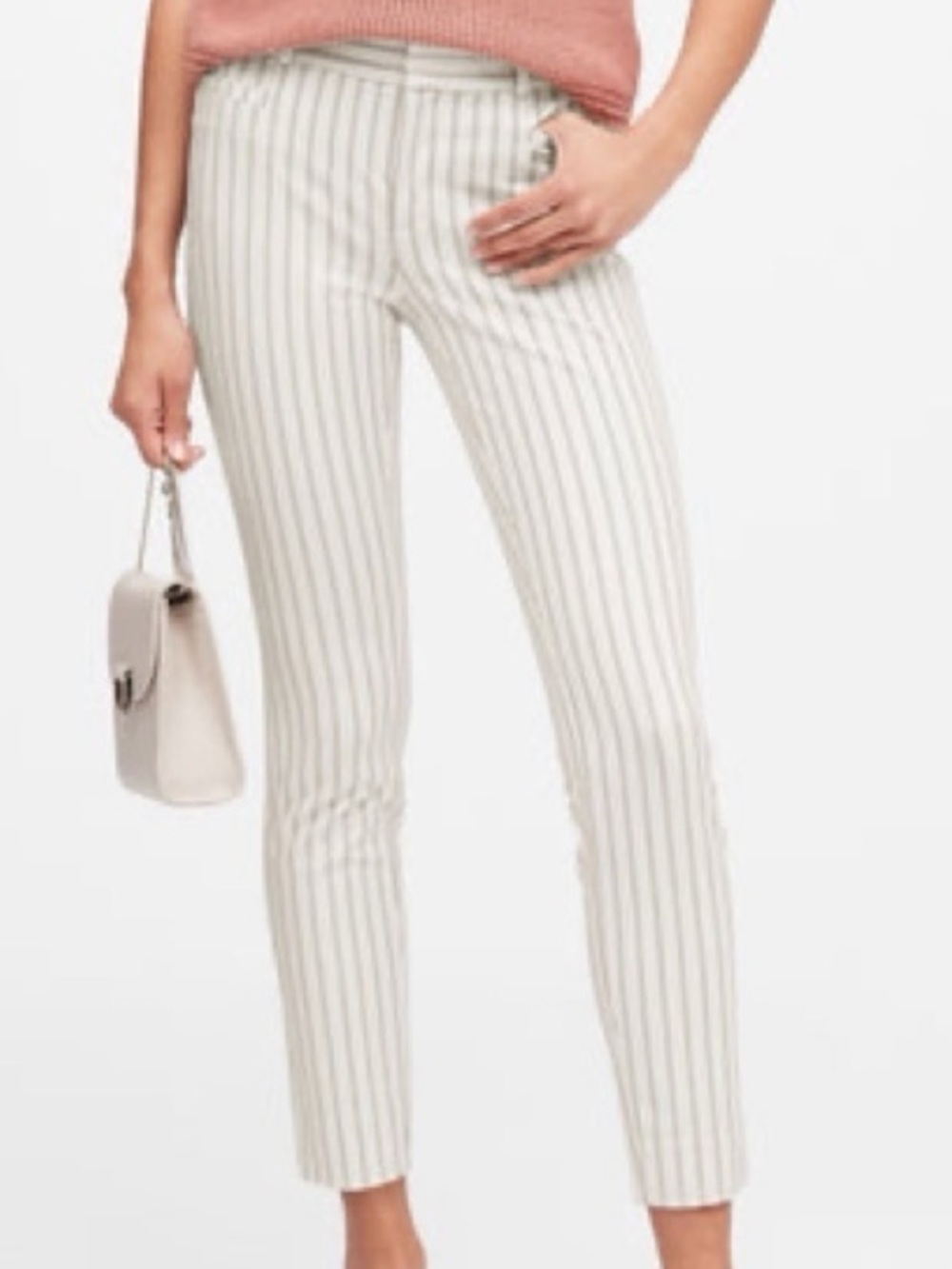 Banana republic Sloan cream black striped ankle pants trousers size 4